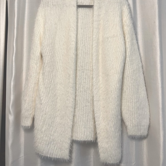 Love Tree Sweaters - White fur cardigan